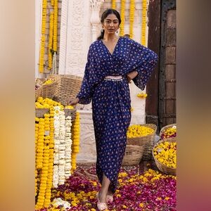 Chhavvi Aggarwal Kaftan Embroidered Beaded Dress in Royal Blue- Still Selling